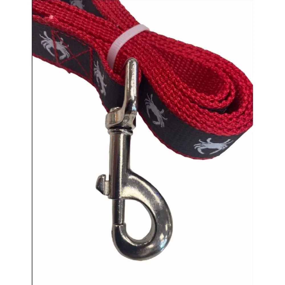 Red / Grey Crab Reflective 6 Foot Heavy Duty Dog Leash - NEW Fast Ship
